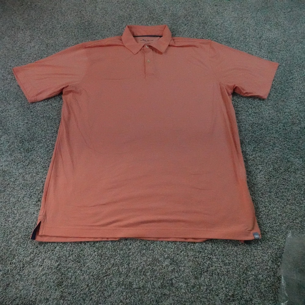 Peter Millar Polo Shirt Mens L Orange Seaside Performance Golf Stretch Preppy